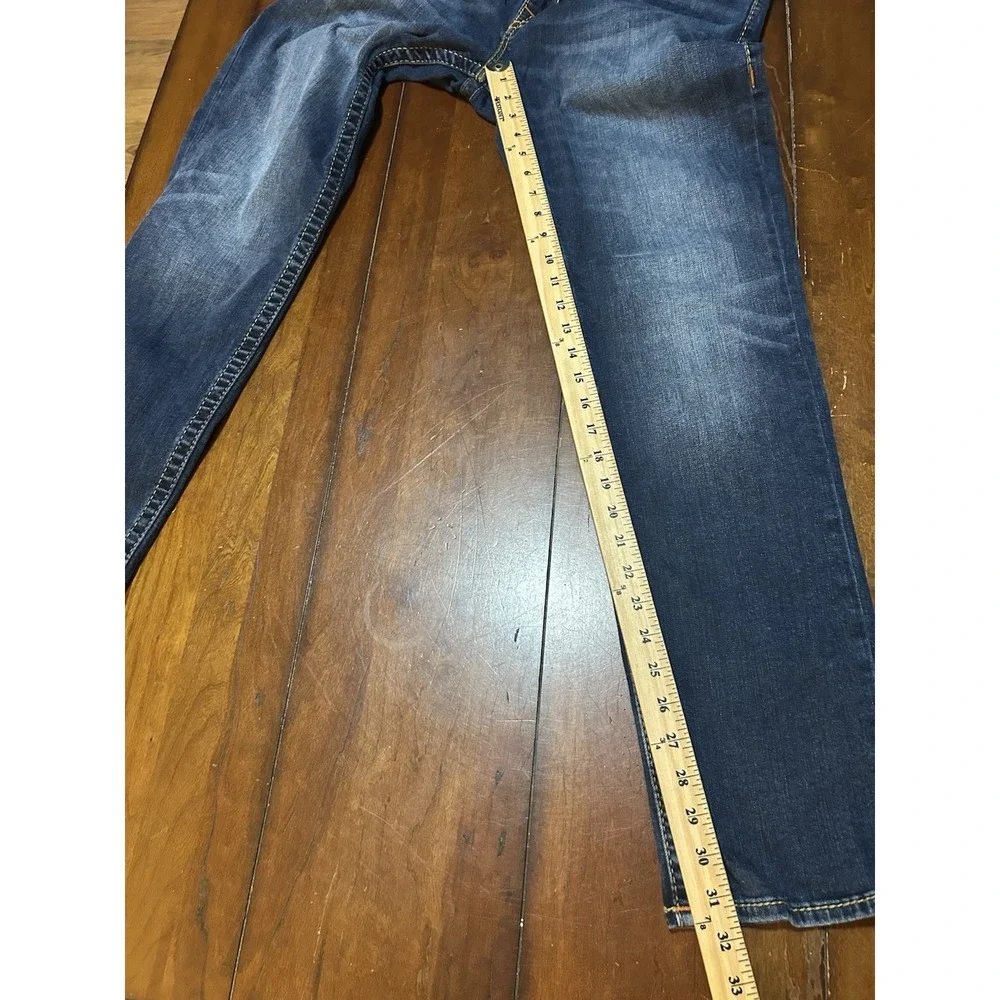 True Religion Mens 34x32 Geno Relaxed Slim Jeans Blue Stretch Logo RN112790